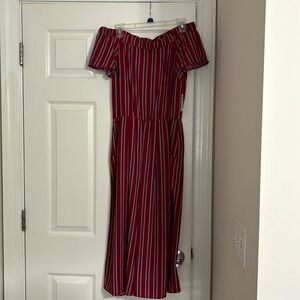 M striped romper. NWT